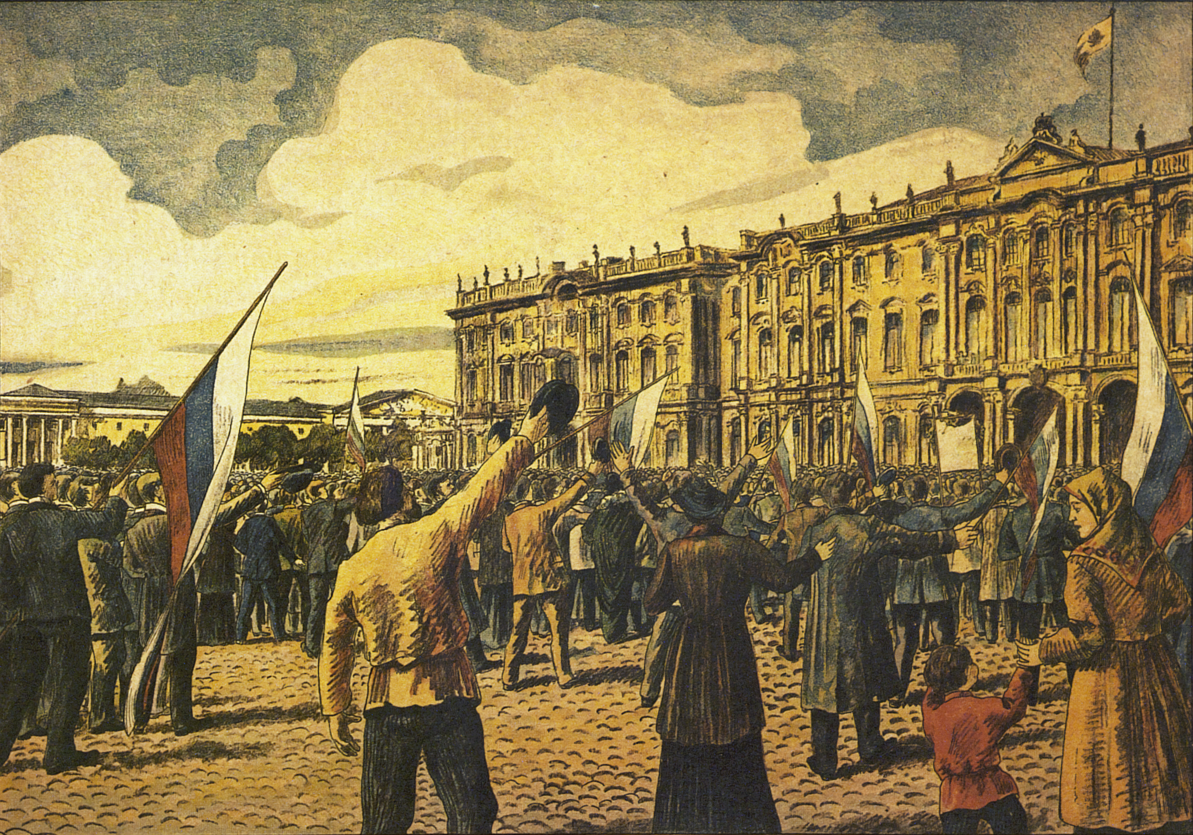 Петербург в годы первой мировой. Германия объявила войну России в 1914. Манифестация в Санкт-Петербурге 1914 год.