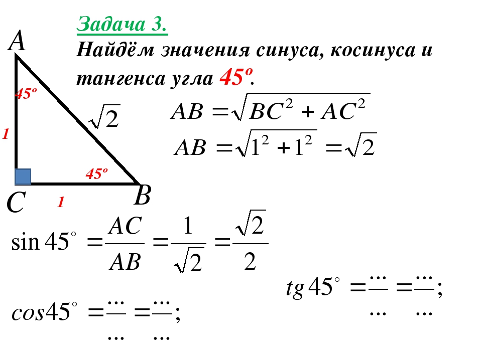 Нахождение синуса через тангенс