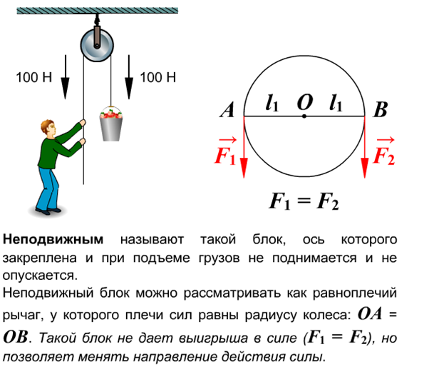 Подвижный и неподвижный блок. Система неподвижных блоков.