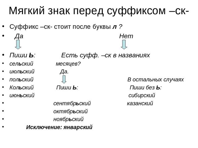 Знак суффикса в презентации