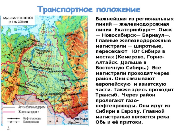 Основные магистрали западной сибири