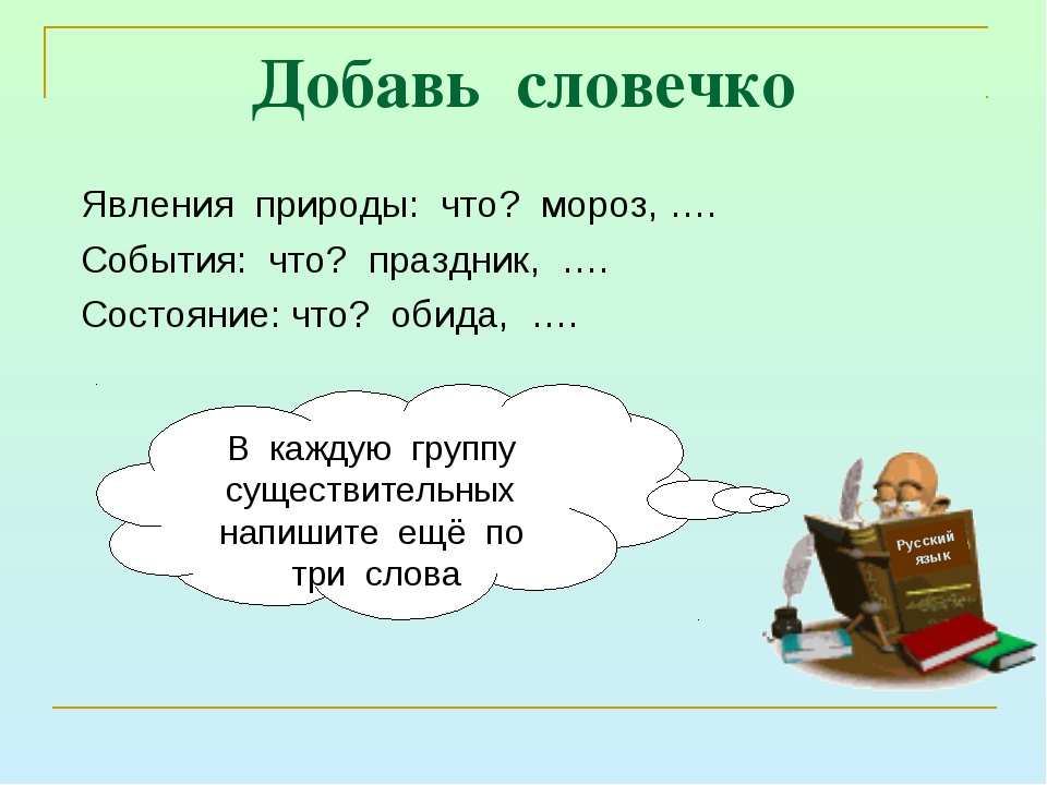 Добавь по три слова в каждую. Добавь словечко. Существительное 2 класс презентация. Презентация на тему имя существительное 2 класс. Игра Добавь словечко.