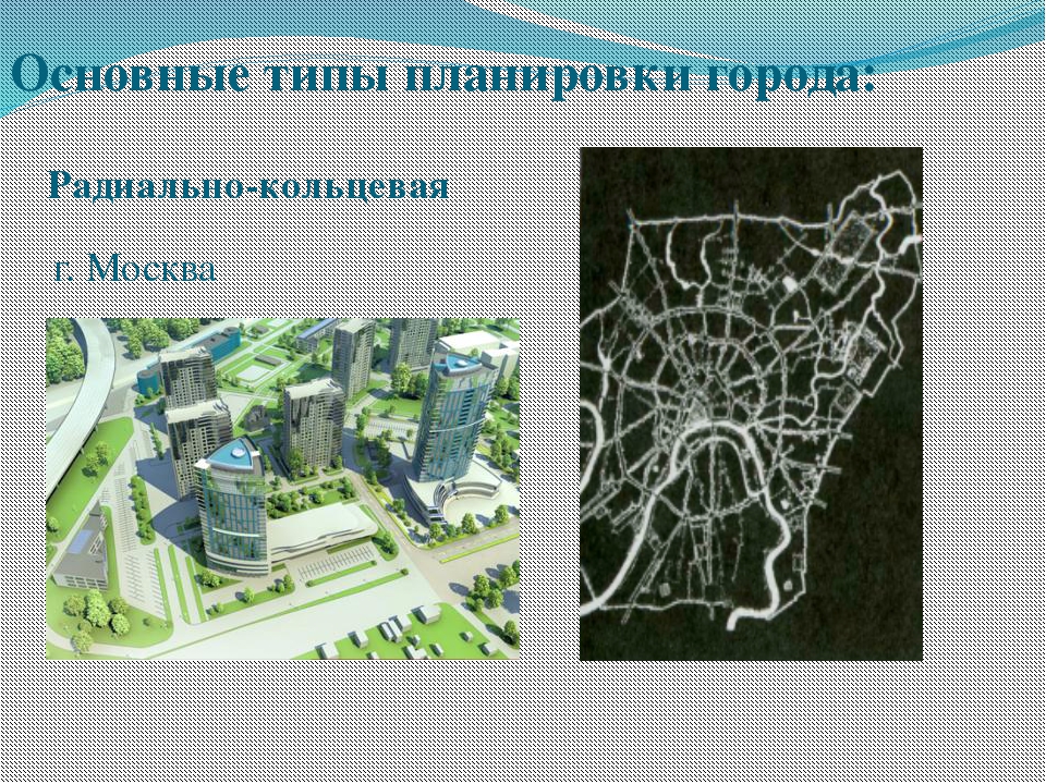 3 типа городов. Радиально-Кольцевая планировка города Москва. Планировка прямолинейная радиально-Кольцевая. Типы планировки городов. Кольцевая структура города.