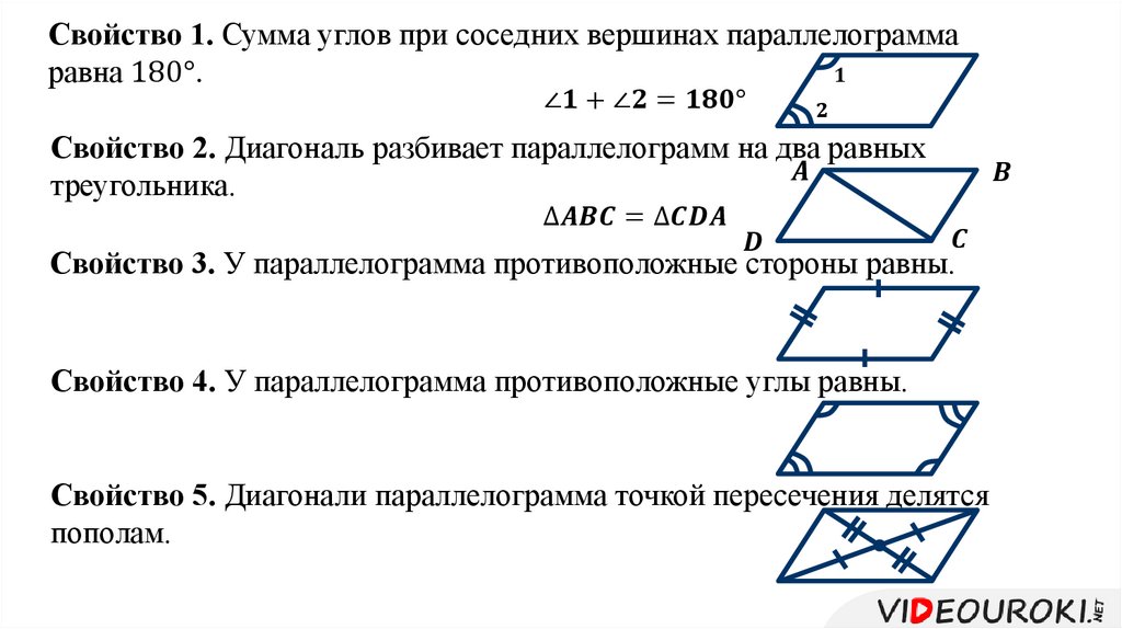 Признаки параллелограмма 8 класс геометрия таблица